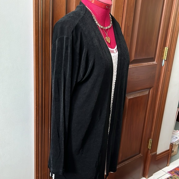 A Touch of Class Jacket Slinky Silky Smooth NWOT Open front Black Size S - Picture 6 of 11